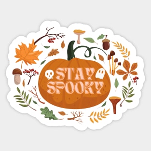 Stay spooky design with pumpkin Sticker